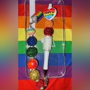 🌈 Rainbow 🌈 Beaded Set PRIDE PEN AND PHONE CHARM SET CUSTOMIZATION AVAILABLE